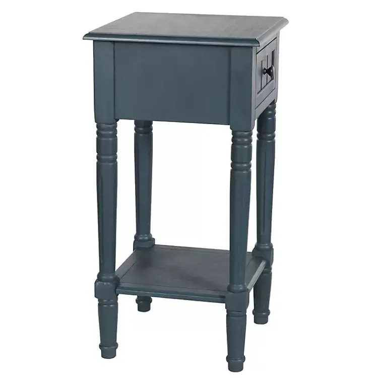 Accent & End Tables-Kirklands Home Navy Wood Square Hampton Accent Table Blue