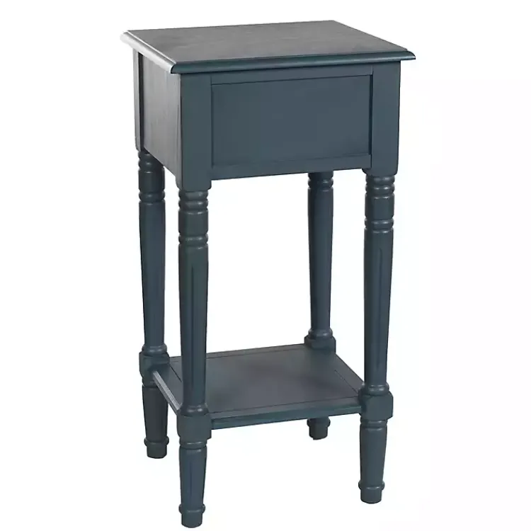 Accent & End Tables-Kirklands Home Navy Wood Square Hampton Accent Table Blue