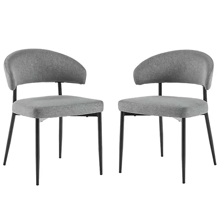 Dining Chairs-Kirklands Home Charcoal and Black Curved Dining Chairs, Set of 2 Gray