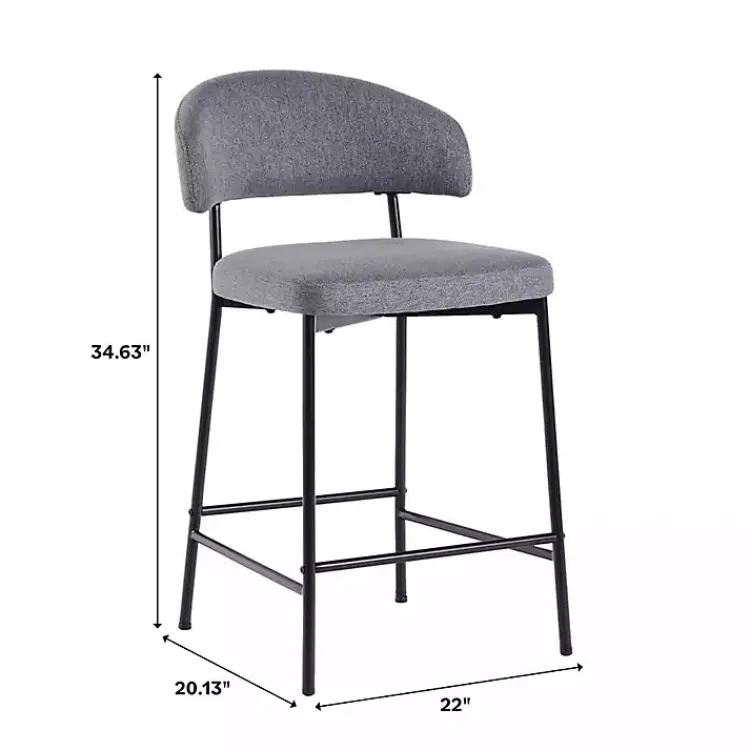Bar Stools & Counter Height Stools-Kirklands Home Charcoal and Black Curved Counter Stools, Set of 2 Gray