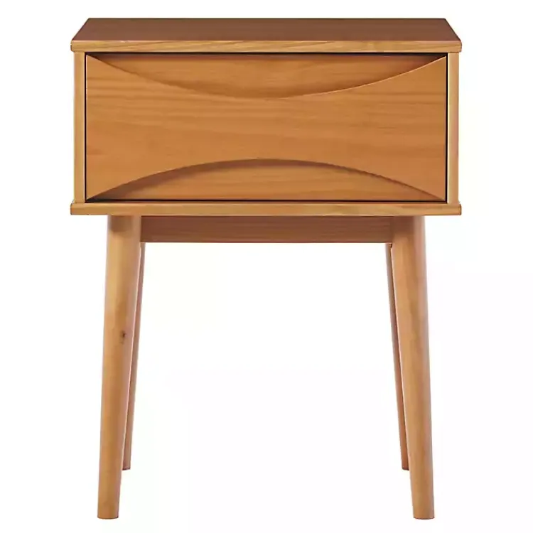 Nightstands-Kirklands Home Caramel Wood Mid-Century Modern Nightsd Tan