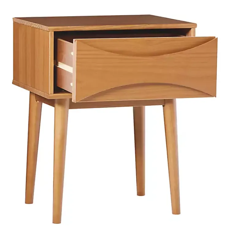 Nightstands-Kirklands Home Caramel Wood Mid-Century Modern Nightsd Tan