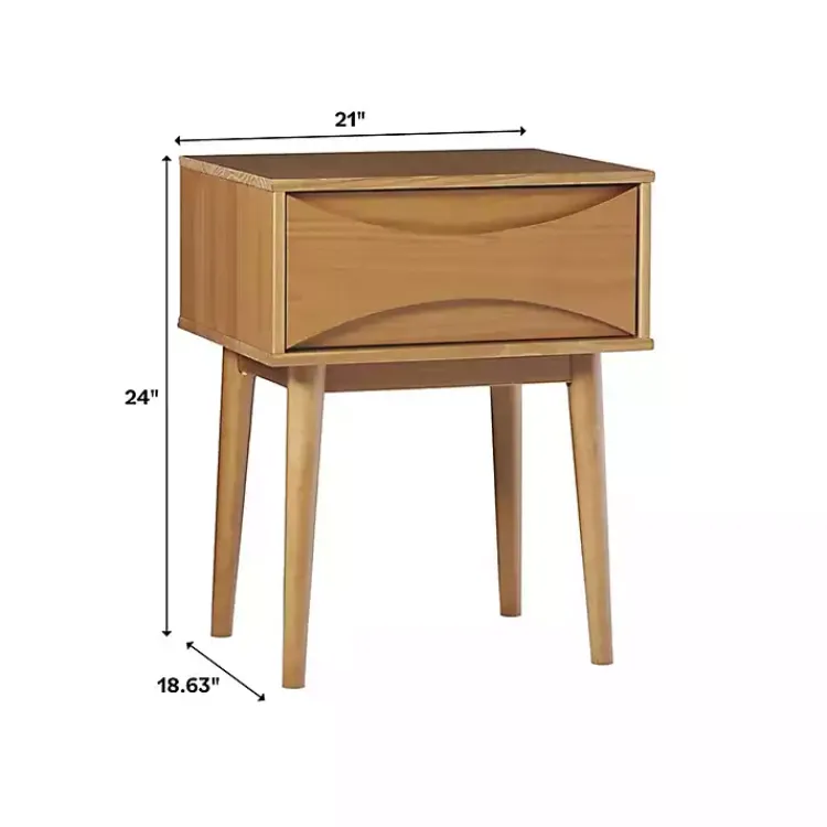 Nightstands-Kirklands Home Caramel Wood Mid-Century Modern Nightsd Tan