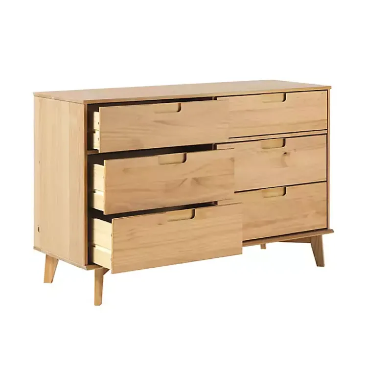 Dressers & Chests-Kirklands Home Natural Pine 6-Drawer Dresser Tan