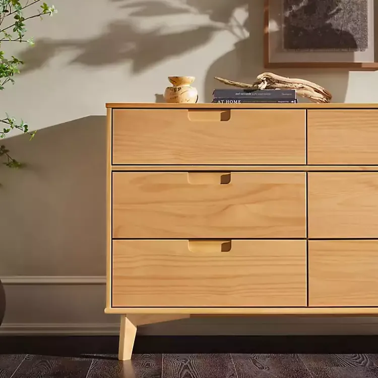 Dressers & Chests-Kirklands Home Natural Pine 6-Drawer Dresser Tan