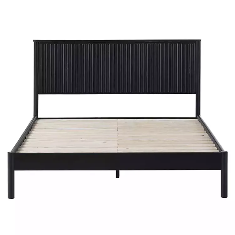 Beds & Headboards-Kirklands Home Reeded Headboard Queen Bed Black