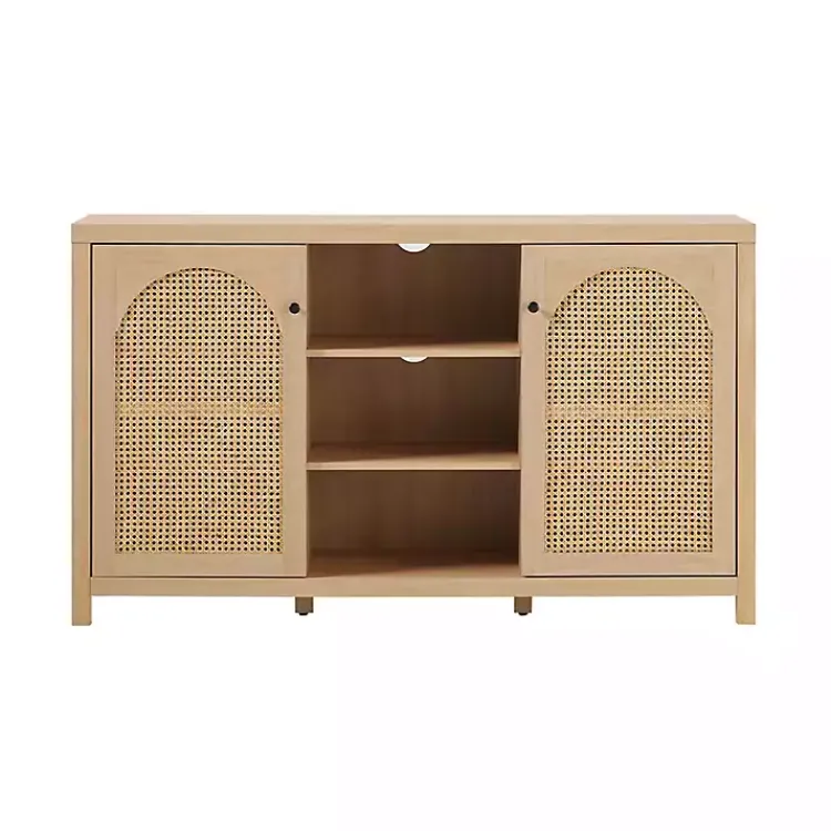 Cabinets & Sideboards-Kirklands Home Natural Wood and Rat 2-Door Sideboard Tan