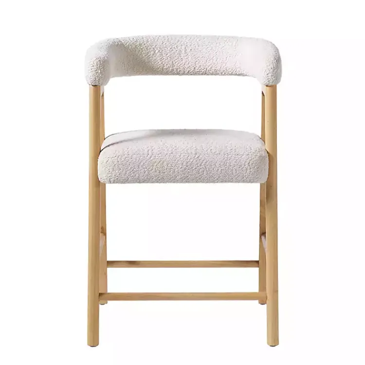 Bar Stools & Counter Height Stools-Kirklands Home Boucle Curved Back Ezra Counter Stool Ivory