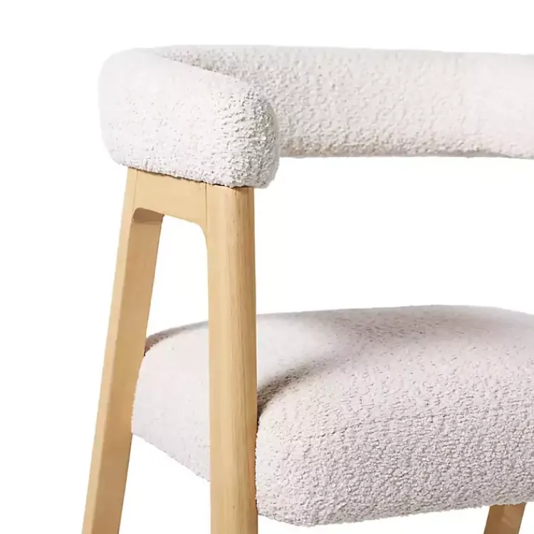 Bar Stools & Counter Height Stools-Kirklands Home Boucle Curved Back Ezra Counter Stool Ivory