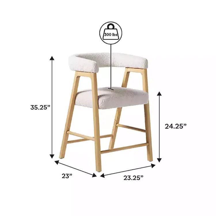 Bar Stools & Counter Height Stools-Kirklands Home Boucle Curved Back Ezra Counter Stool Ivory
