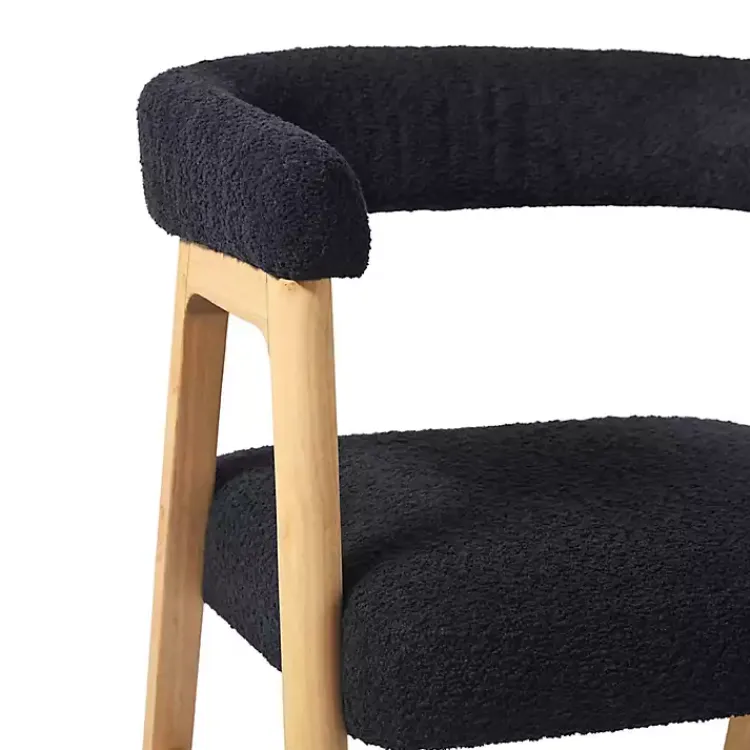 Dining Chairs-Kirklands Home Boucle Curved Ezra Dining Chairs, Set of 2 Black