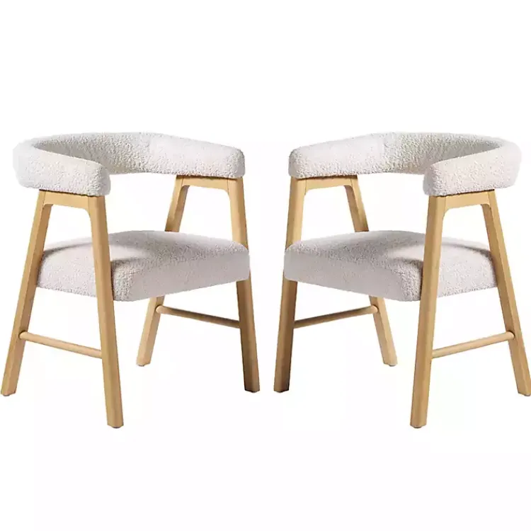 Dining Chairs-Kirklands Home Boucle Curved Ezra Dining Chairs, Set of 2 Ivory