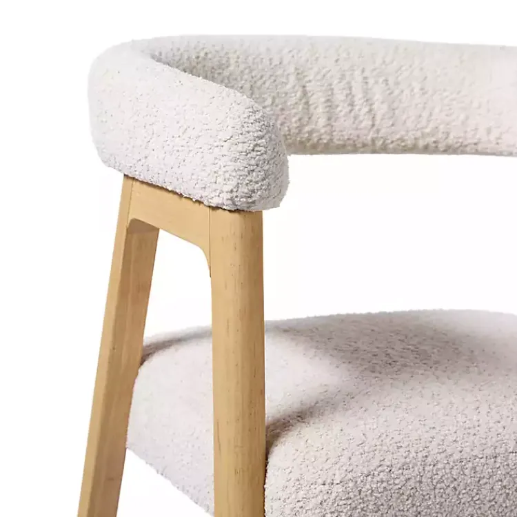 Dining Chairs-Kirklands Home Boucle Curved Ezra Dining Chairs, Set of 2 Ivory
