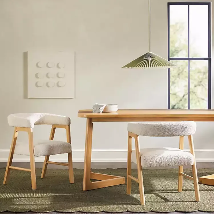 Dining Chairs-Kirklands Home Boucle Curved Ezra Dining Chairs, Set of 2 Ivory