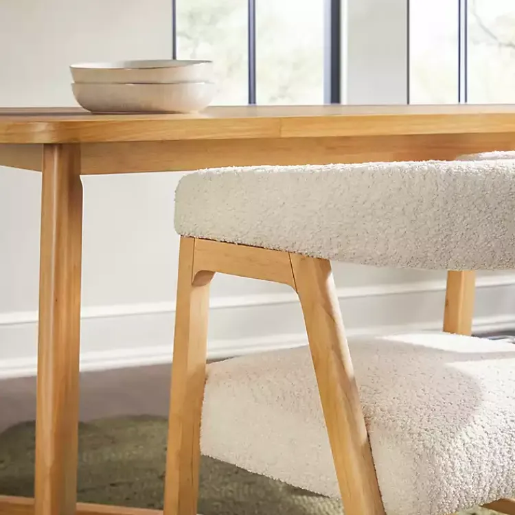 Dining Chairs-Kirklands Home Boucle Curved Ezra Dining Chairs, Set of 2 Ivory