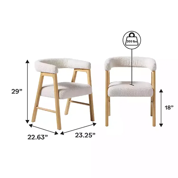 Dining Chairs-Kirklands Home Boucle Curved Ezra Dining Chairs, Set of 2 Ivory