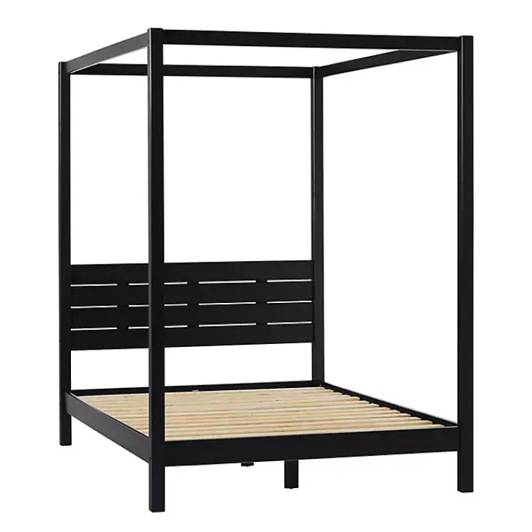 Beds & Headboards-Kirklands Home Wood Canopy Full Bed Black