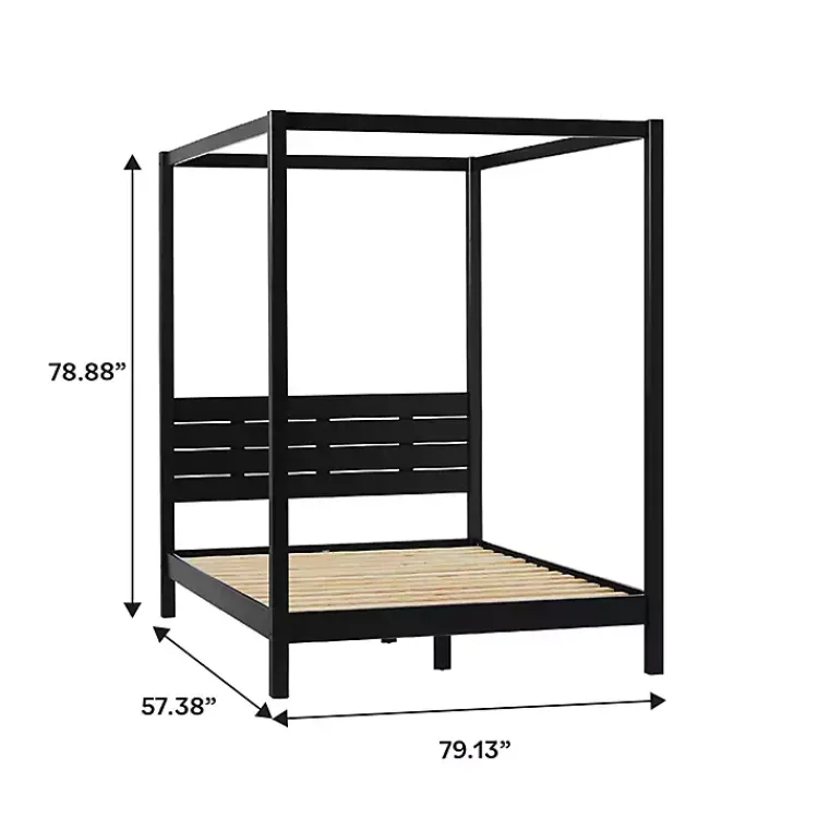 Beds & Headboards-Kirklands Home Wood Canopy Full Bed Black