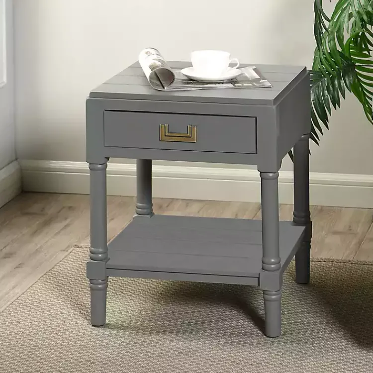 Accent & End Tables-Kirklands Home Wood Layla Accent Table Gray