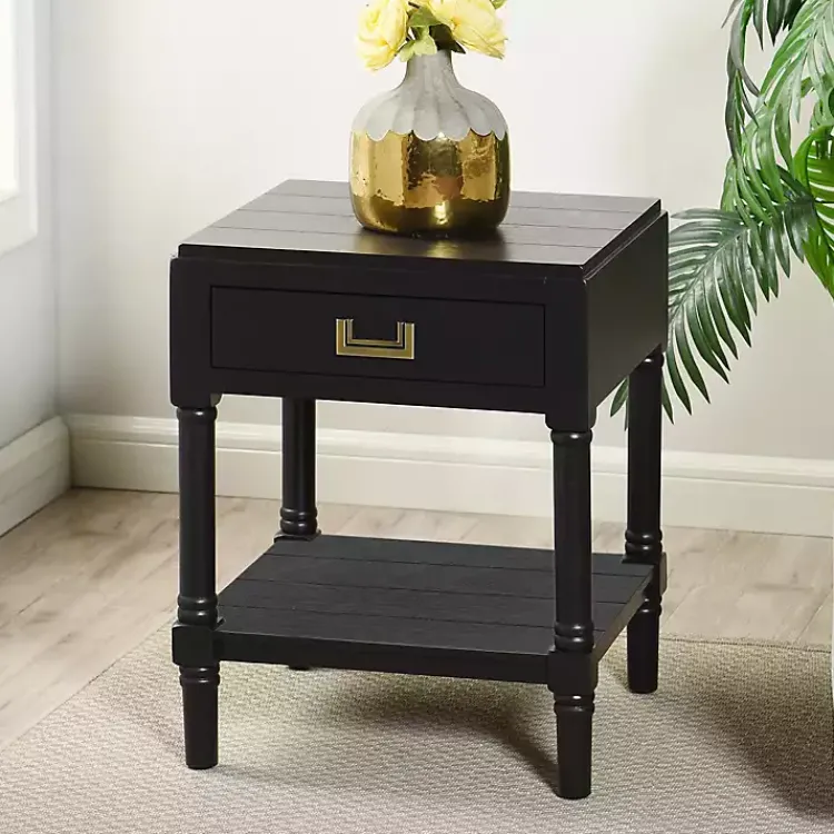 Accent & End Tables-Kirklands Home Wood Layla Accent Table Black