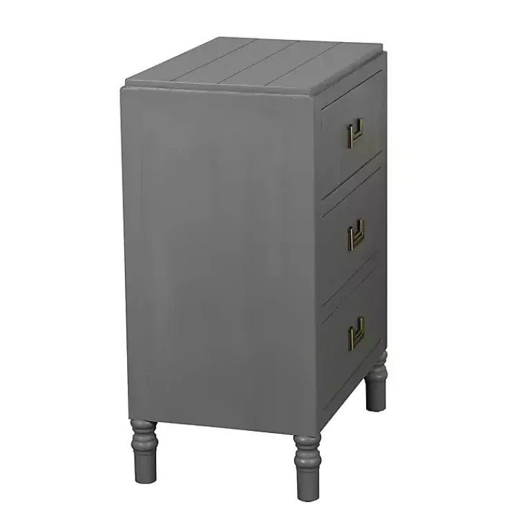 Nightstands-Kirklands Home Wood 3-Drawer Layla Nightstand Gray
