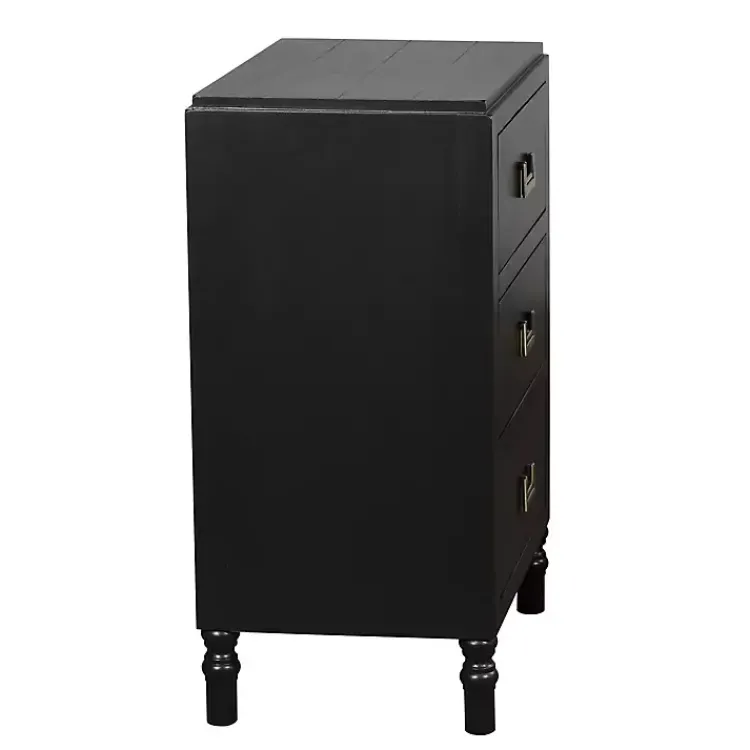 Nightstands-Kirklands Home Wood 3-Drawer Layla Nightstand Black