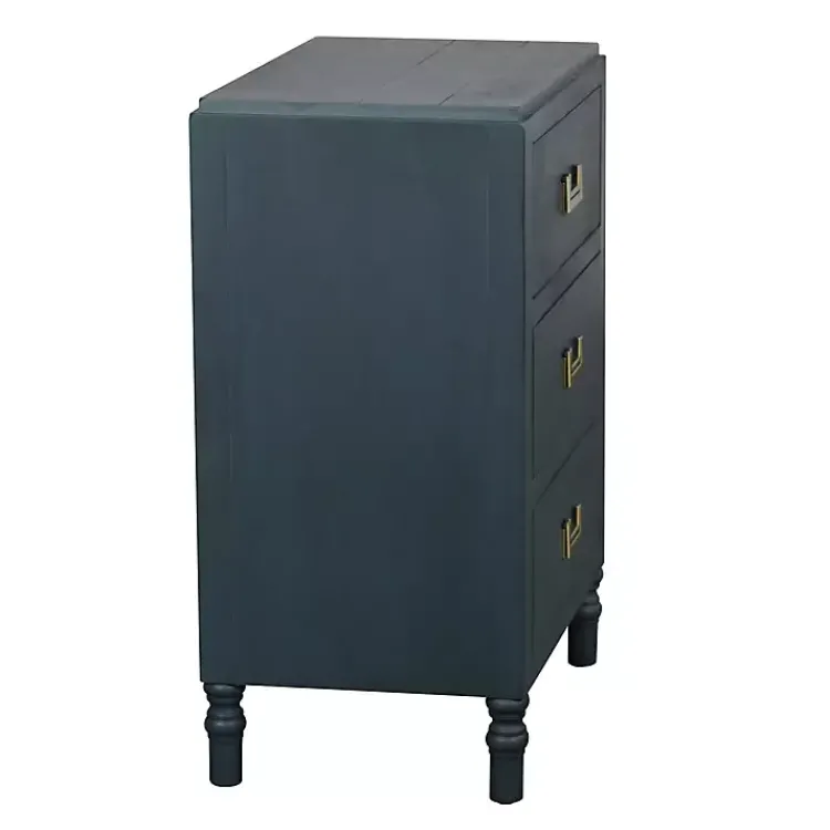 Nightstands-Kirklands Home Navy Wood 3-Drawer Layla Nightstand Blue