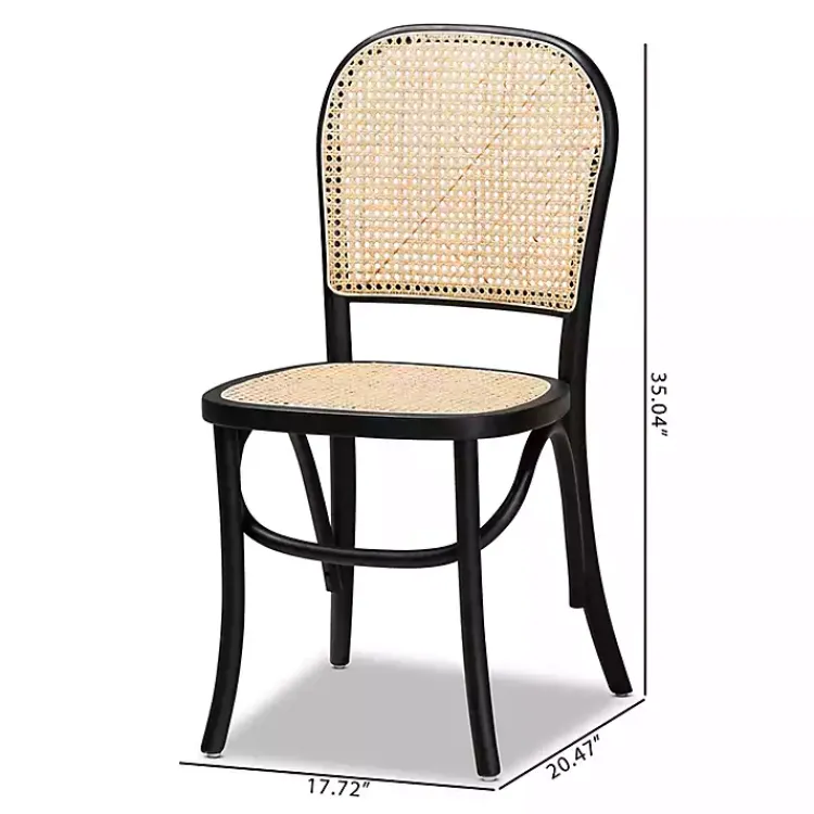 Dining Chairs-Kirklands Home Black Wood & Rattan Bree Dining Chairs, Set of 2