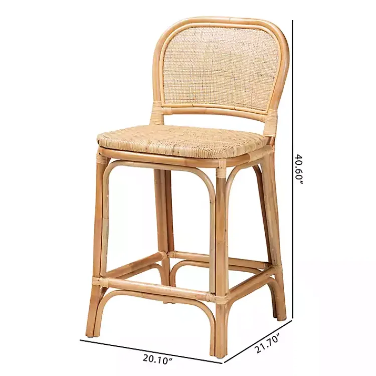 Bar Stools & Counter Height Stools-Kirklands Home Natural Rat Adrena Counter Stool Tan