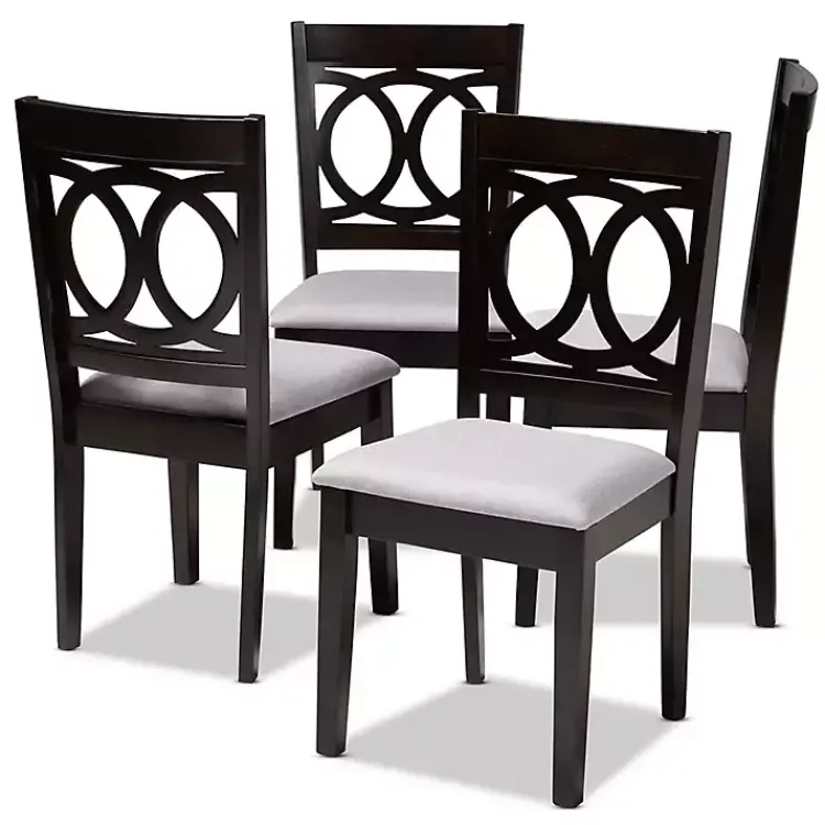 Dining Chairs-Kirklands Home Espresso Wood Lenoir Dining Chairs, Set of 4 Gray