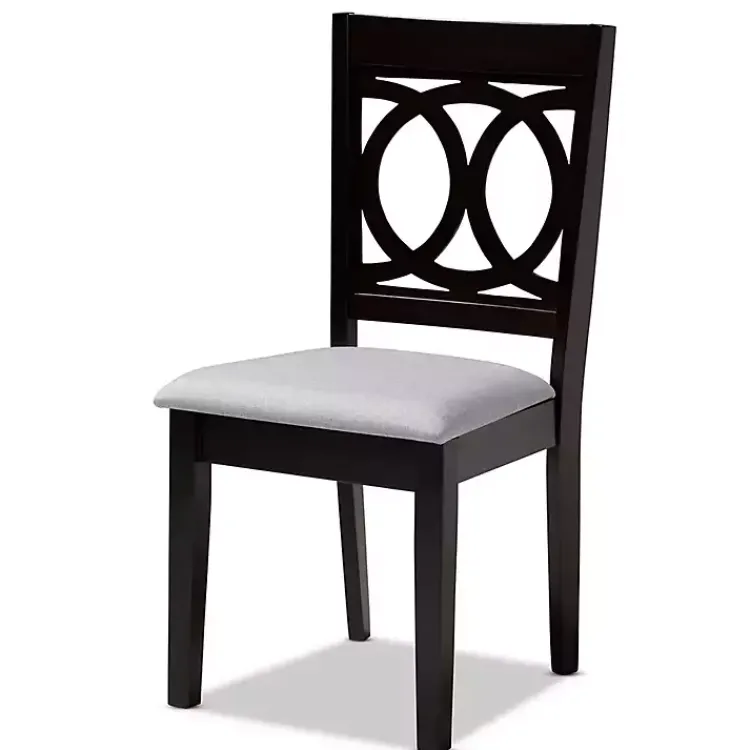 Dining Chairs-Kirklands Home Espresso Wood Lenoir Dining Chairs, Set of 4 Gray