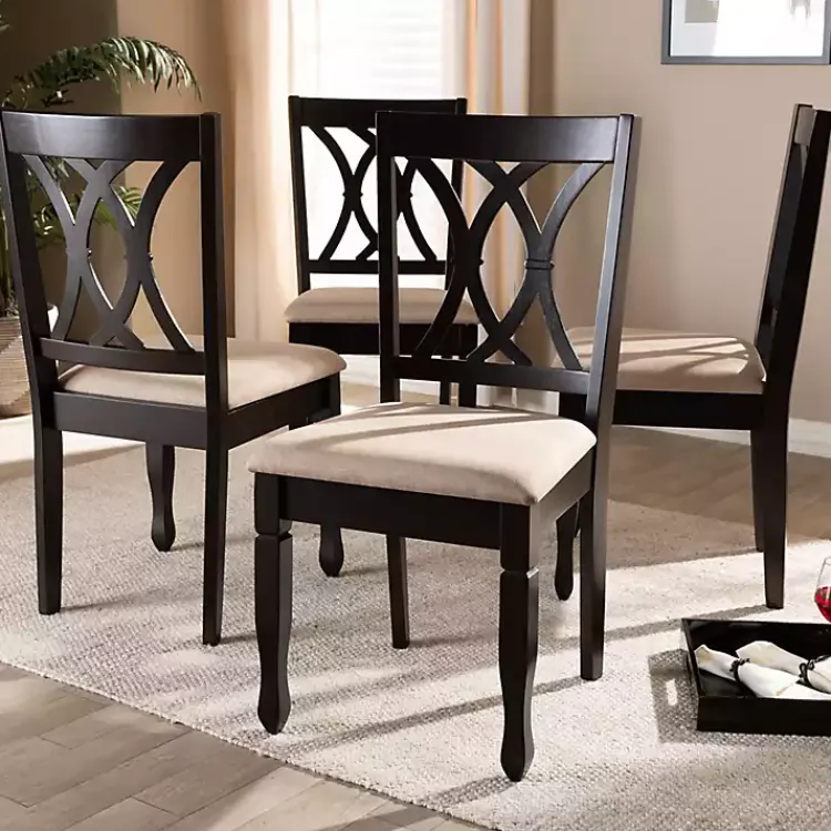 Dining Chairs-Kirklands Home Espresso Upholstered Reneau 4-pc. Dining Chair Set Tan