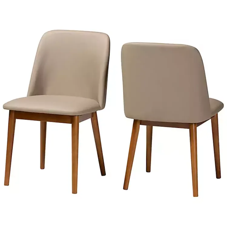 Dining Chairs-Kirklands Home Beige Faux Leather Modern Dining Chairs, Set of 2 Tan