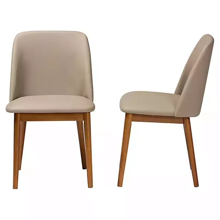 Dining Chairs-Kirklands Home Beige Faux Leather Modern Dining Chairs, Set of 2 Tan