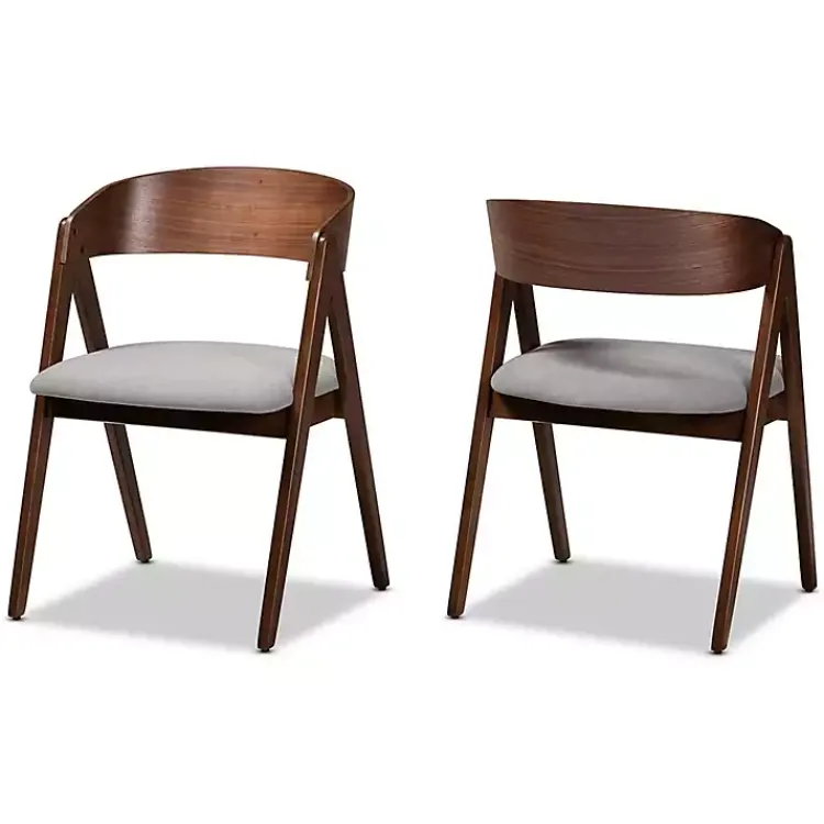 Dining Chairs-Kirklands Home & Walnut Danton Dining Chairs, Set of 2 Gray