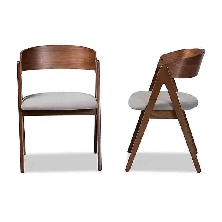 Dining Chairs-Kirklands Home & Walnut Danton Dining Chairs, Set of 2 Gray