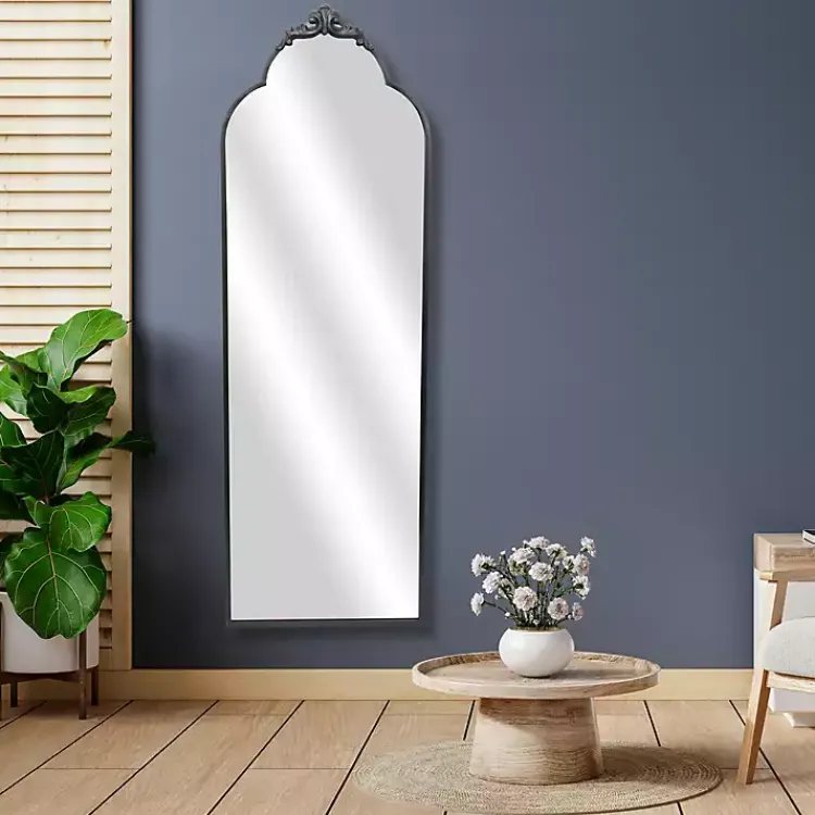 Full Length & Floor Mirrors-Kirklands Home Everlaine Modern Victorian Leaner Mirror Black