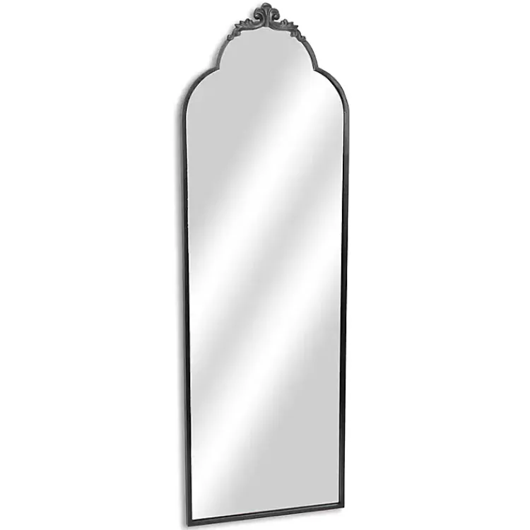 Full Length & Floor Mirrors-Kirklands Home Everlaine Modern Victorian Leaner Mirror Black
