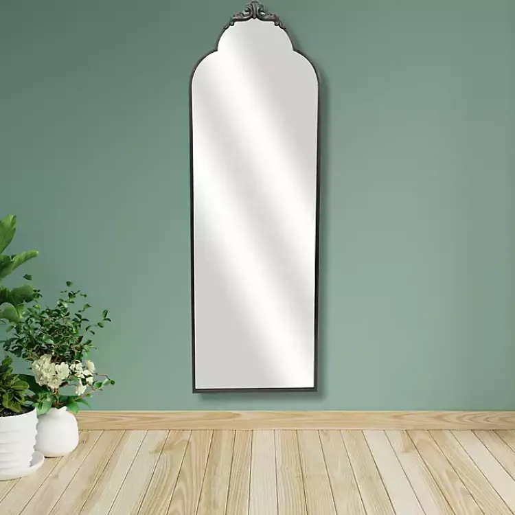 Full Length & Floor Mirrors-Kirklands Home Everlaine Modern Victorian Leaner Mirror Black