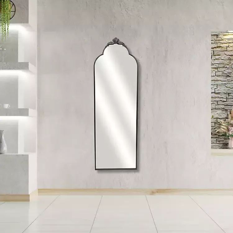Full Length & Floor Mirrors-Kirklands Home Everlaine Modern Victorian Leaner Mirror Black