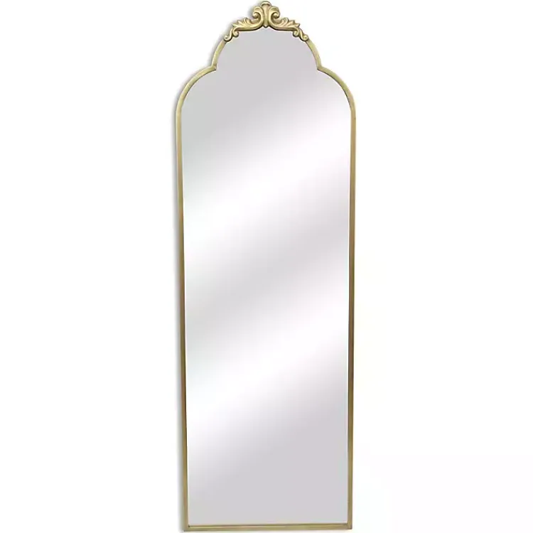 Full Length & Floor Mirrors-Kirklands Home Everlaine Modern Victorian Leaner Mirror Gold
