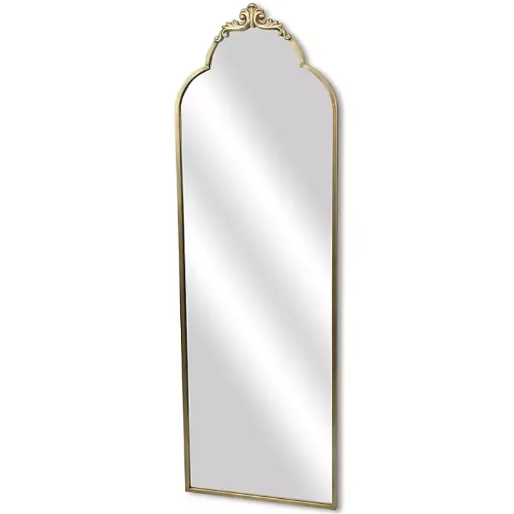 Full Length & Floor Mirrors-Kirklands Home Everlaine Modern Victorian Leaner Mirror Gold