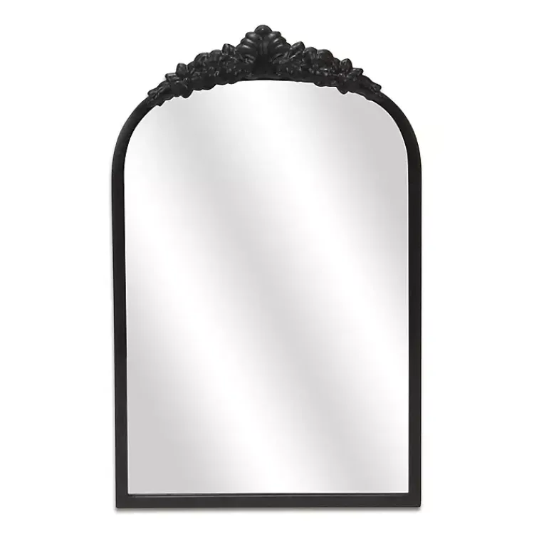 Decorative Mirrors-Kirklands Home Everlaine Modern Victorian Wall Mirror Black