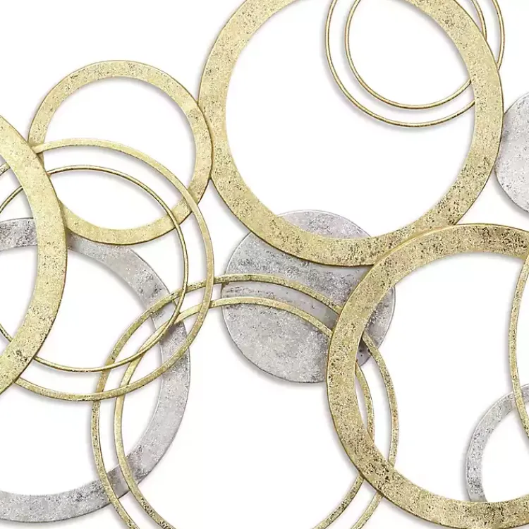 Wall Plaques-Kirklands Home Gold and Silver Metal Multi Ring Wall Plaque