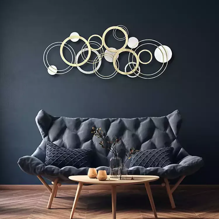 Wall Plaques-Kirklands Home Gold and Silver Metal Multi Ring Wall Plaque