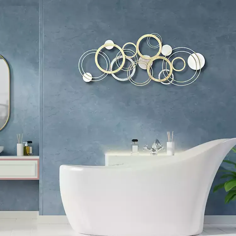 Wall Plaques-Kirklands Home Gold and Silver Metal Multi Ring Wall Plaque