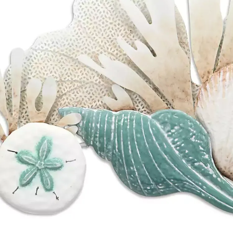 Wall Plaques-Kirklands Home Blue Metal Reef and Shell Wall Plaque
