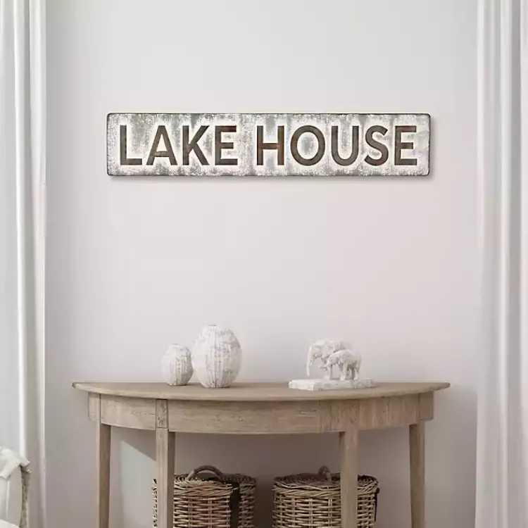 Wall Quotes & Signs-Kirklands Home Galvanized Metal Lake House Wall Sign