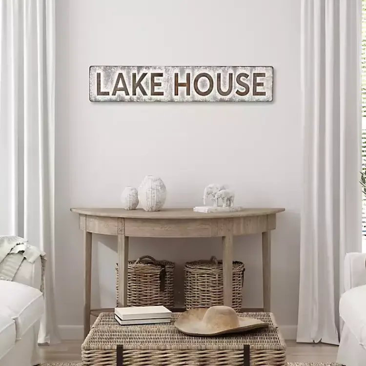 Wall Quotes & Signs-Kirklands Home Galvanized Metal Lake House Wall Sign