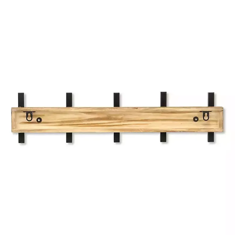Hooks-Kirklands Home Black and Brown 5-Hook Coat Rack